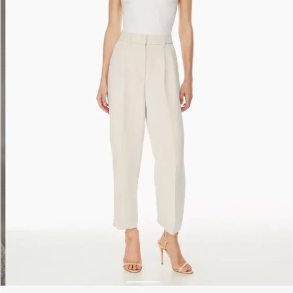 Wilfred Cream High-Waist Cropped Pleated Trousers
